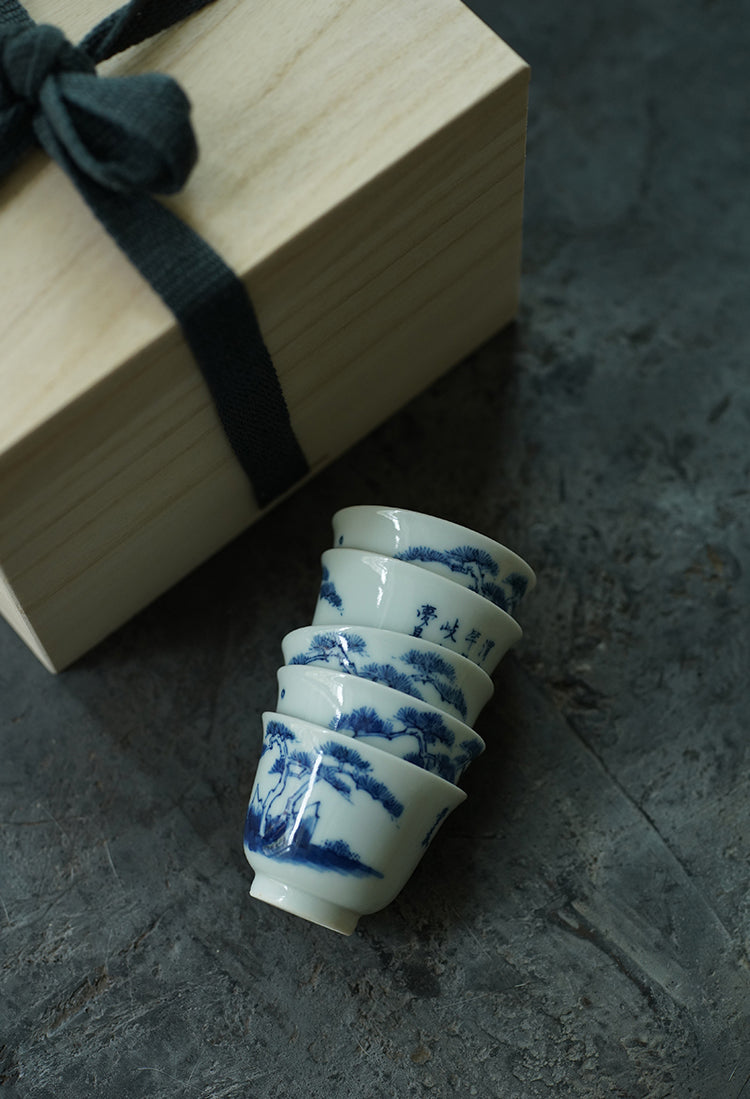 Qinghua Fisherman Porcelain Teacup