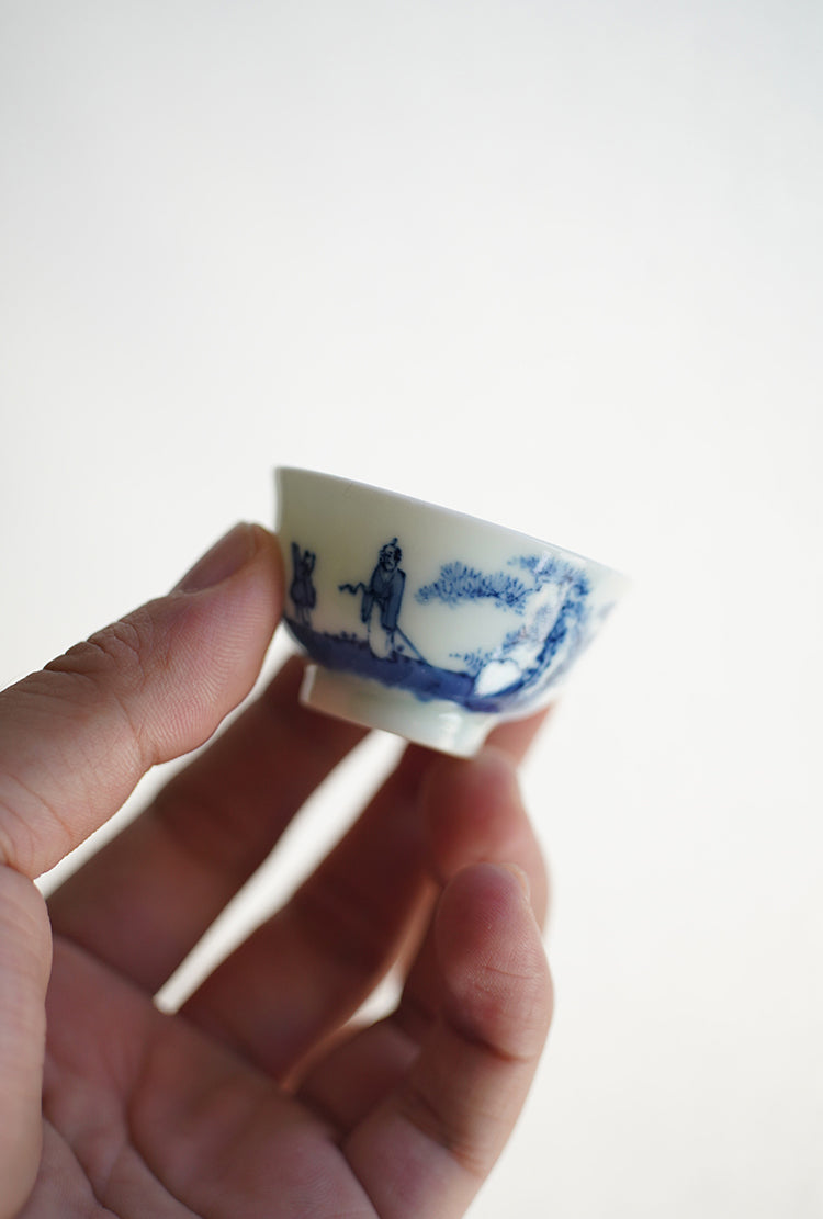 Qinghua Ruò Shēn Teacup - The boy, the hermit, and the mountain