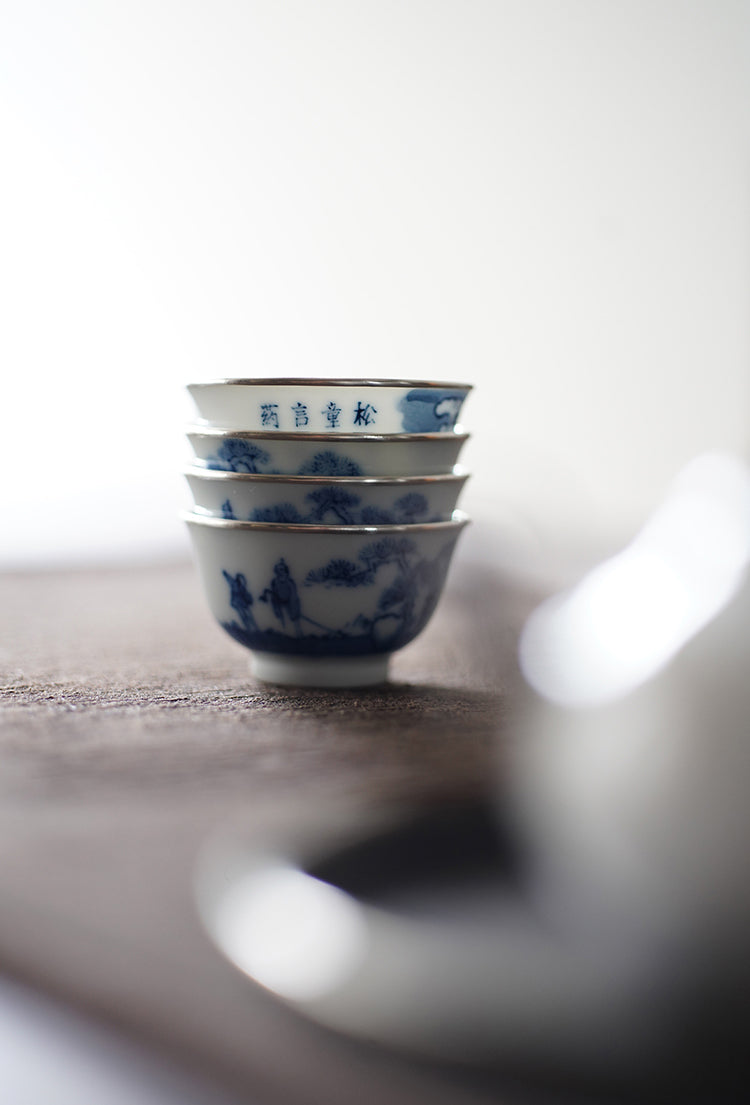 Qinghua Ruò Shēn Teacup - The boy, the hermit, and the mountain