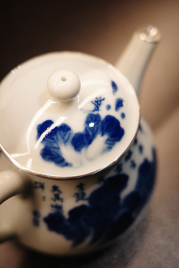 "Cabbage Fortune" Silver-Rimmed Wood-Fired Teapot