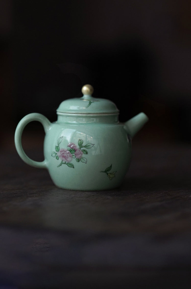 Stone Green Floral Small Wen Teapot