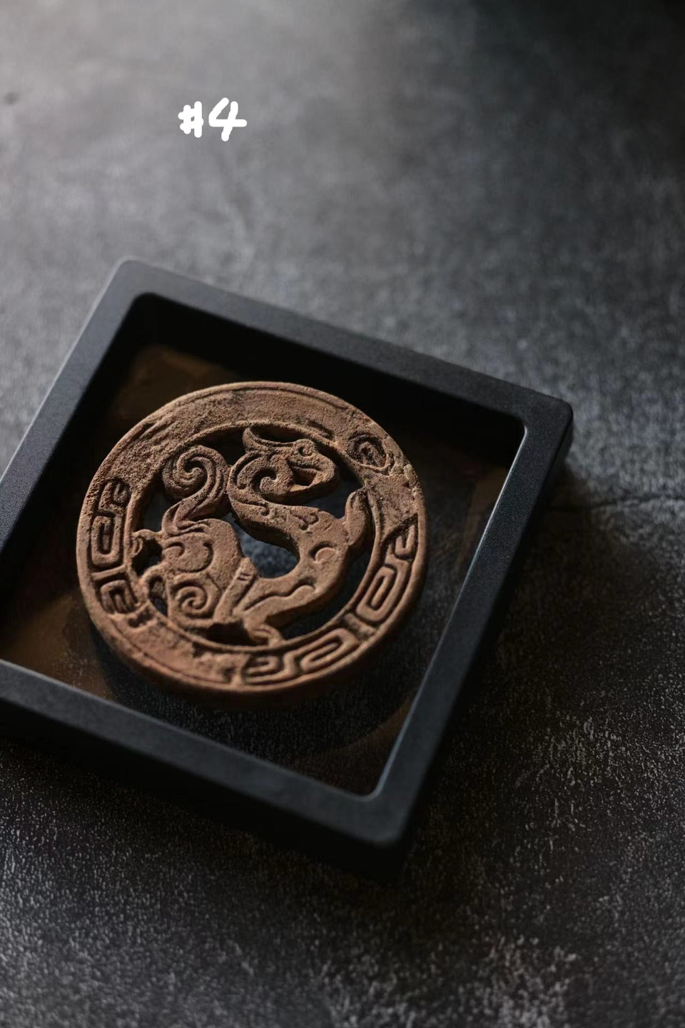 Hand-Carved Brown Ceramic Lid Holders by Ji Shang Zhao Wu