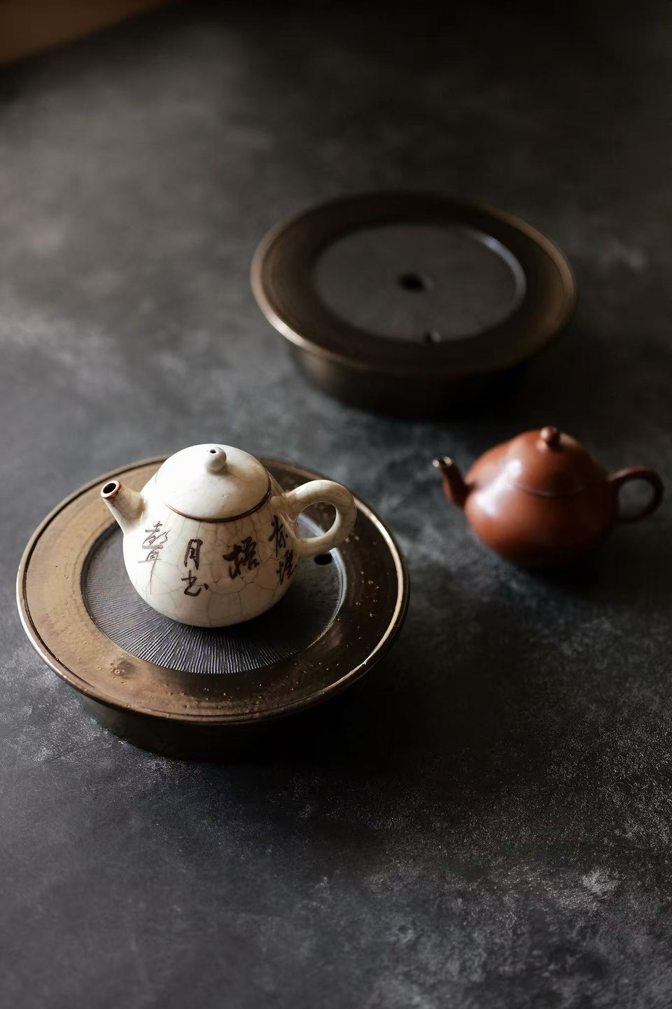 Golden Twilight Single-Piece Round Hucheng Tea Tray