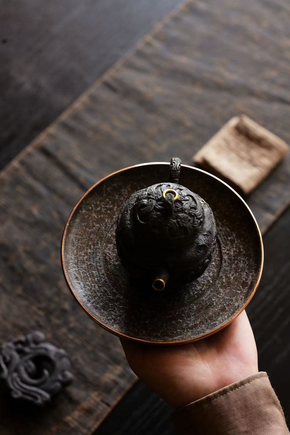 Granite Edge Series Hucheng Tea Tray with Copper Rim