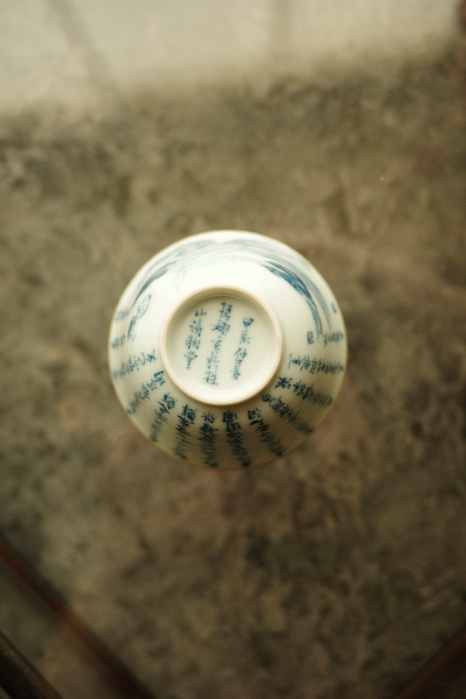 Chinese Cabbage Qinghua Teacups with Gold Rims by Li Junna