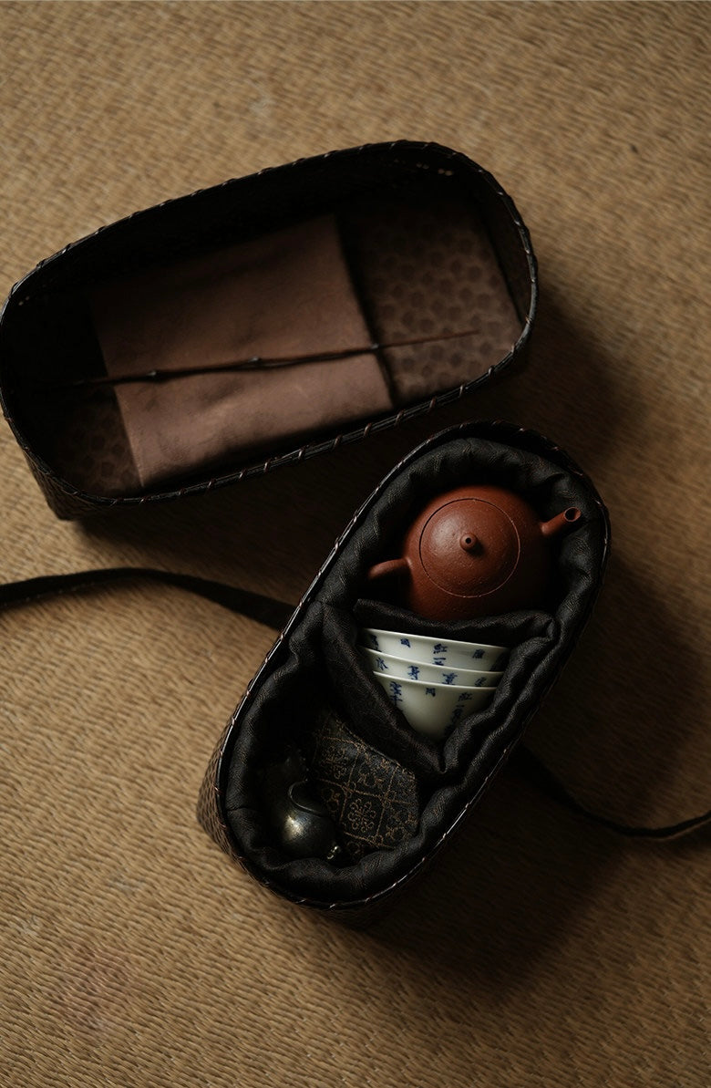Handwoven Bamboo  Travel Tea Case