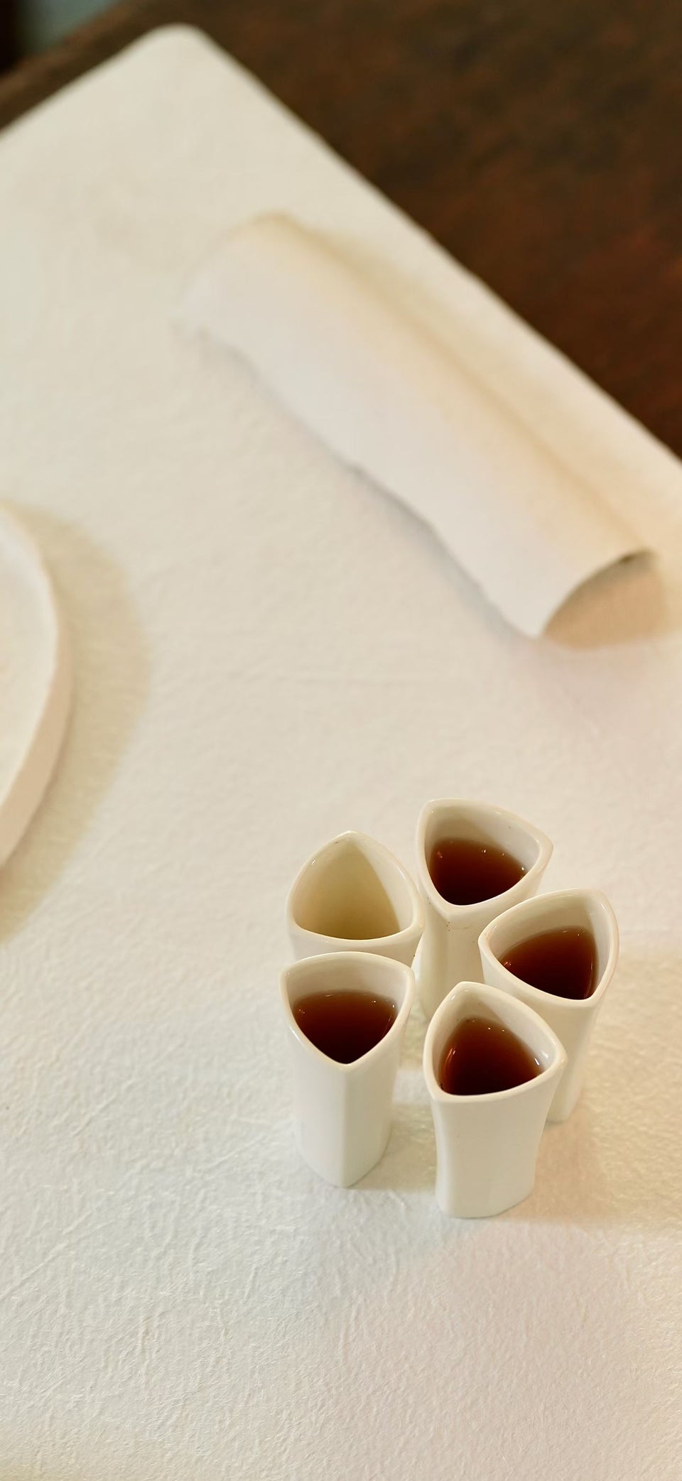 Tall White Teacups - "Flower Set"
