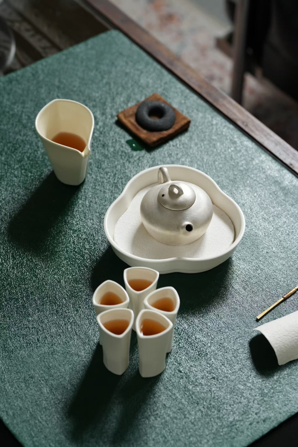 Tall White Teacups - "Flower Set"