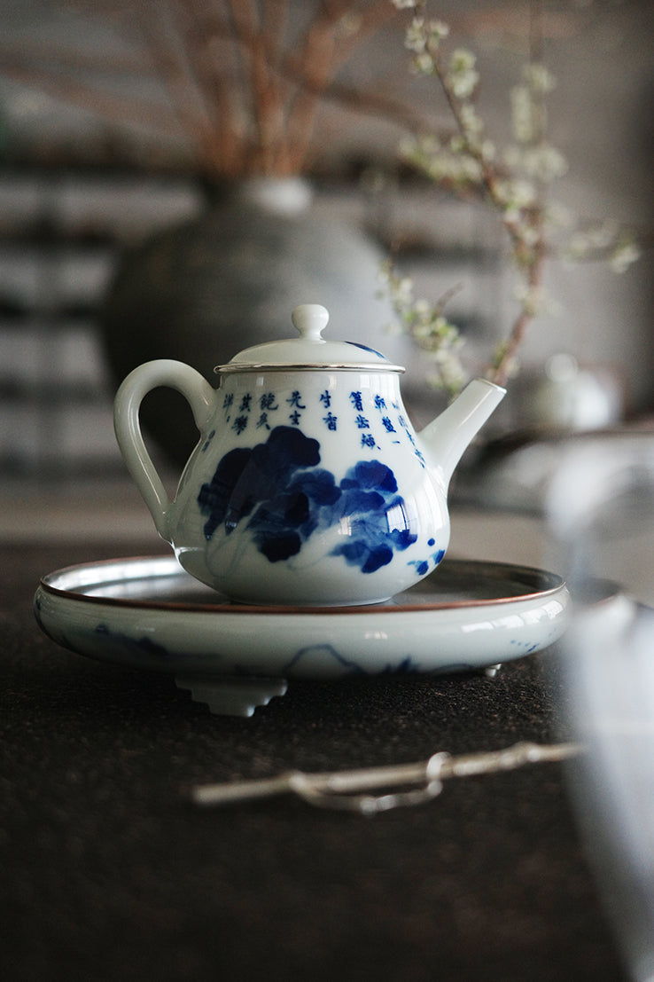 "Cabbage Fortune" Silver-Rimmed Wood-Fired Teapot