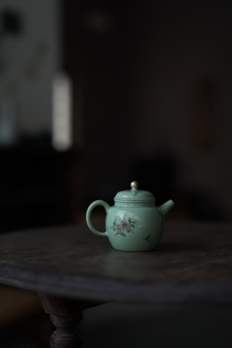 Stone Green Floral Small Wen Teapot