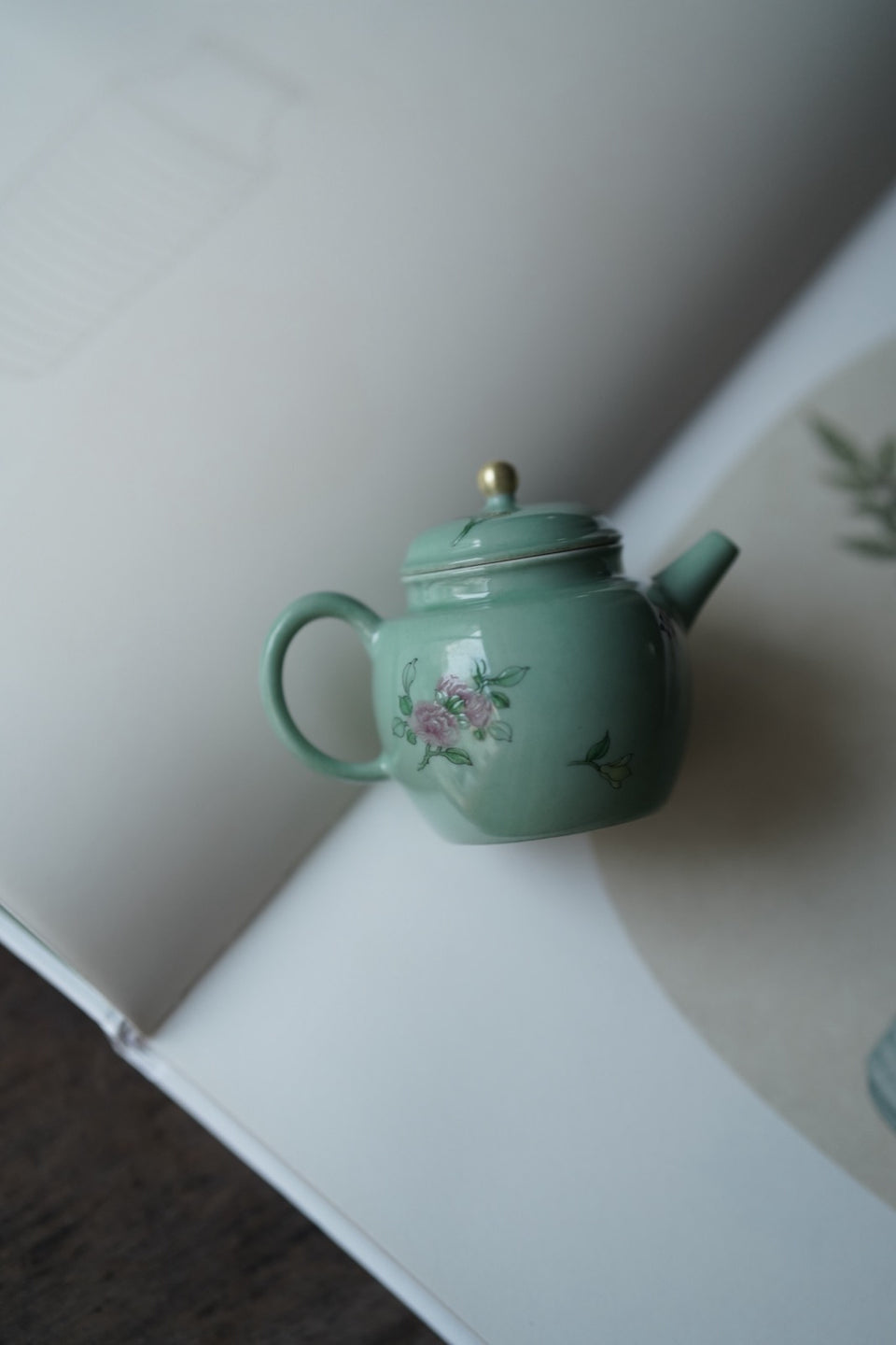 Stone Green Floral Small Wen Teapot