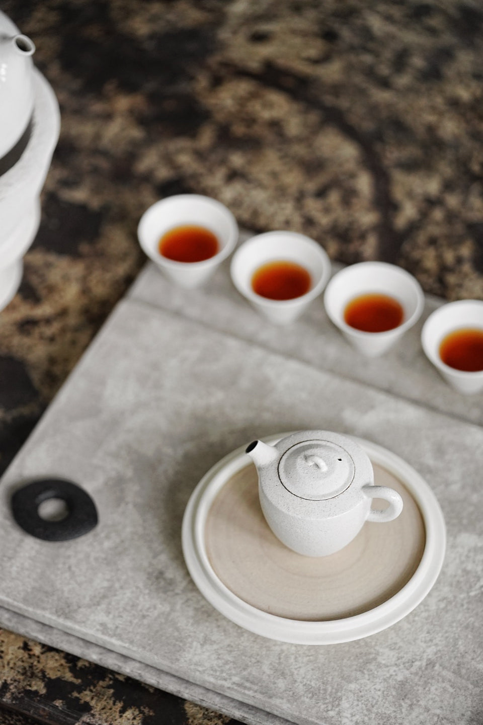 White Glaze & Black Pottery Teapot