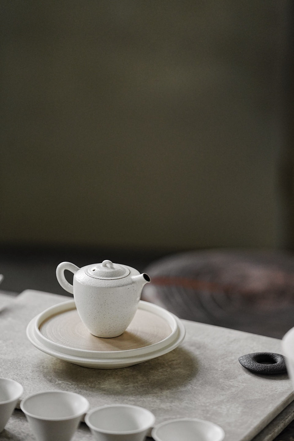 White Glaze & Black Pottery Teapot