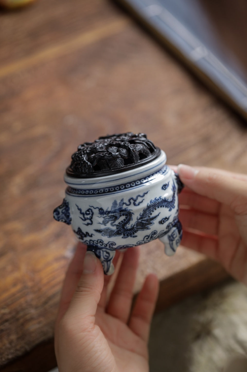 Xuande-Inspired Qinghua Dragon Incense Burner