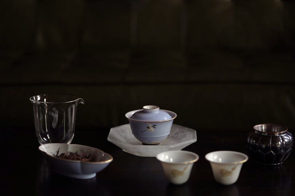 Yunshan Blue Crane & Waves Gaiwan