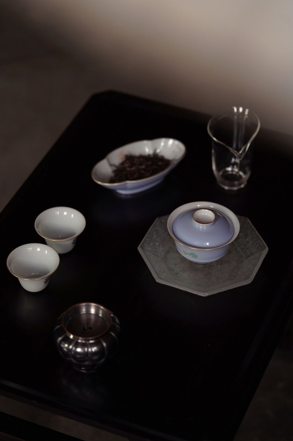 Yunshan Blue Crane & Waves Gaiwan