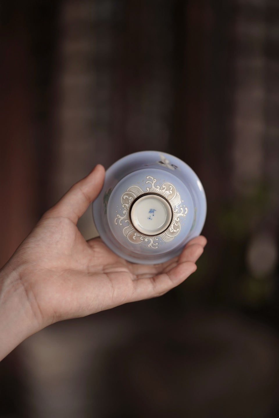Yunshan Blue Crane & Waves Gaiwan