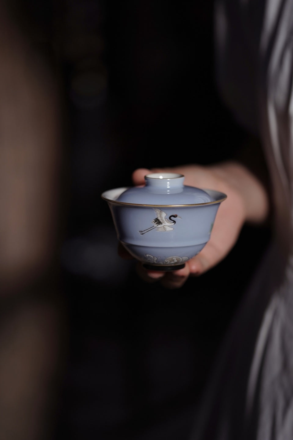 Yunshan Blue Crane & Waves Gaiwan