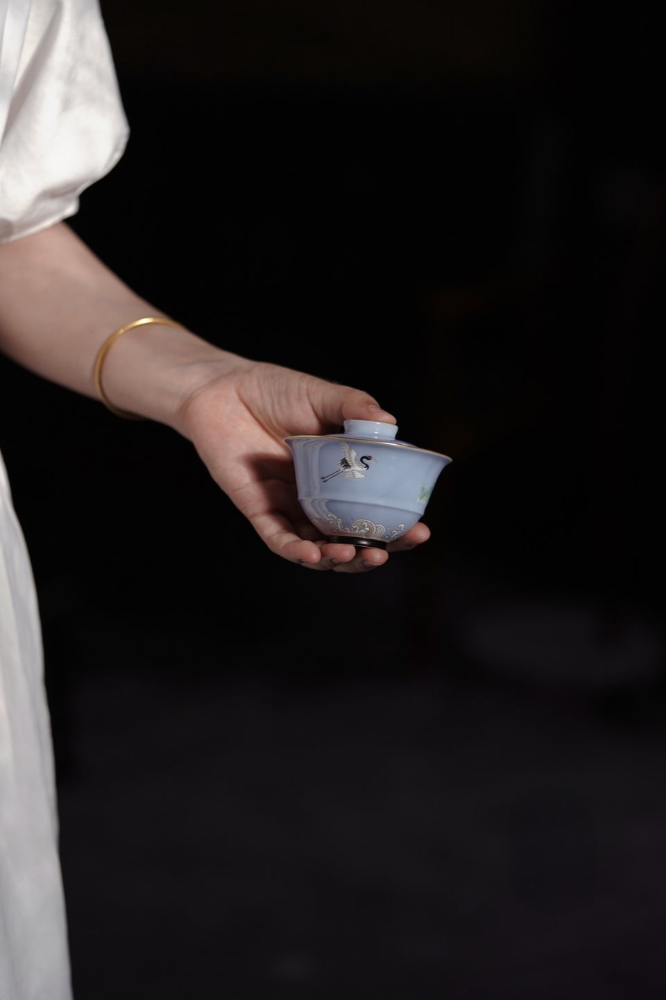 Yunshan Blue Crane & Waves Gaiwan