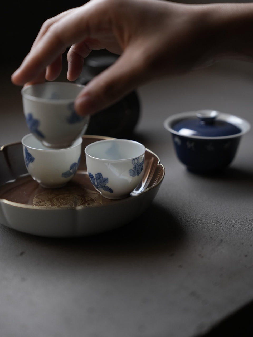 Espresso Glaze Sea-Duck Motif Kui Kou Tray Hucheng