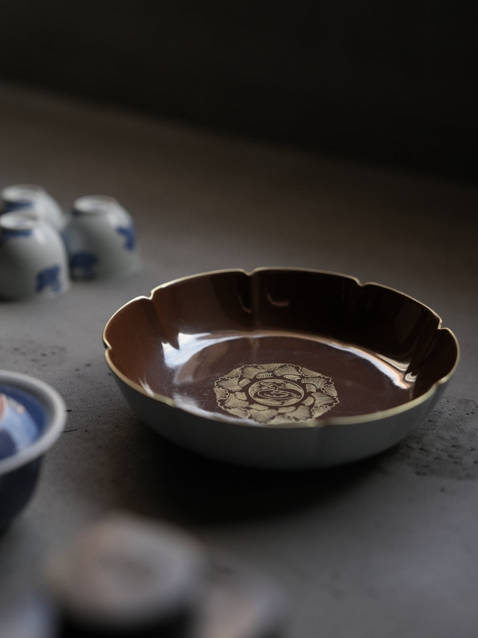 Espresso Glaze Sea-Duck Motif Kui Kou Tray Hucheng