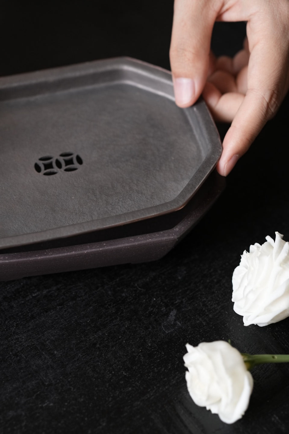 Octagonal Zisha Tea Boat Hucheng with Tin Top