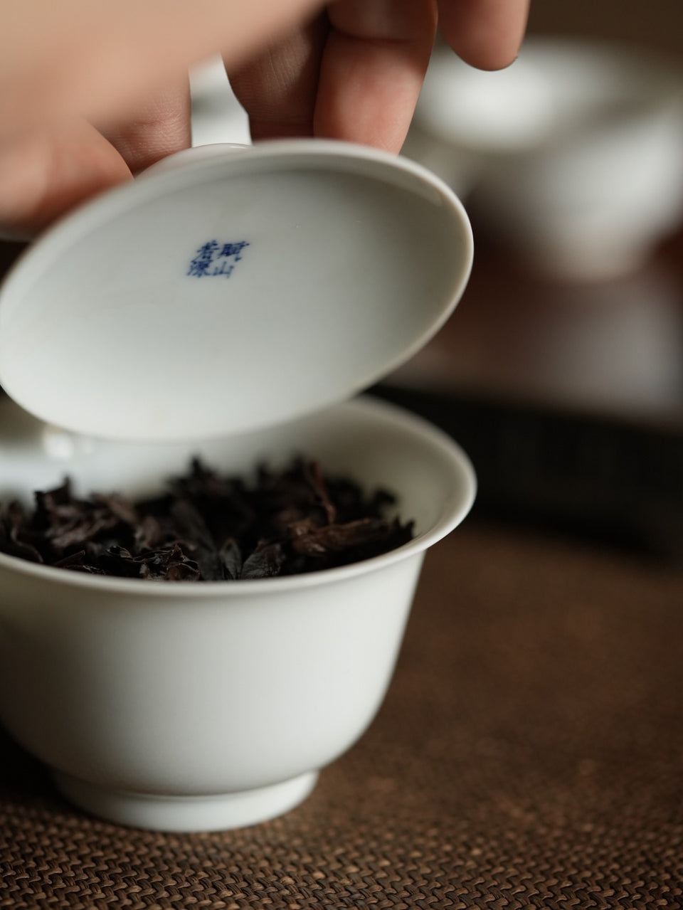 Tea Evaluation Gaiwan with Hidden Qinghua Scene