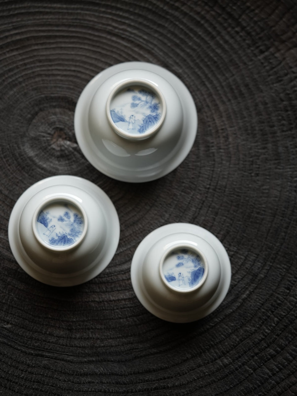 Tea Evaluation Gaiwan with Hidden Qinghua Scene