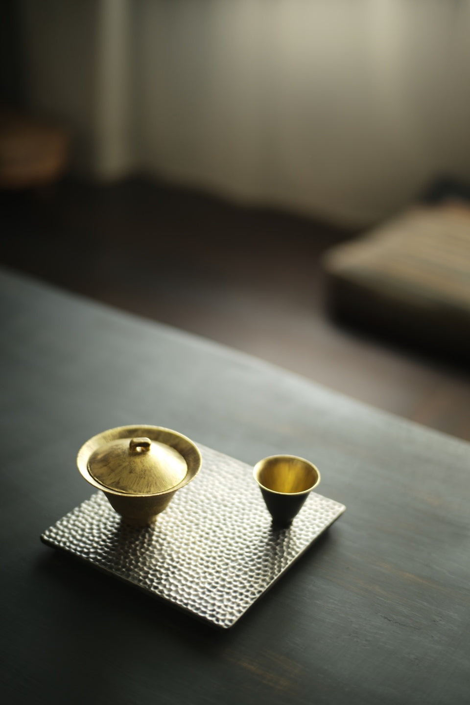 "Bamboo Hat" Gaiwan - Gold and Silver