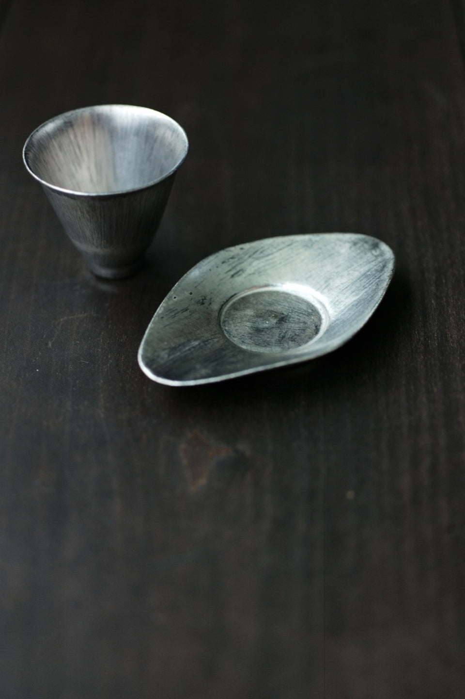 Gold & Silver Ceramic Teacup Coaster