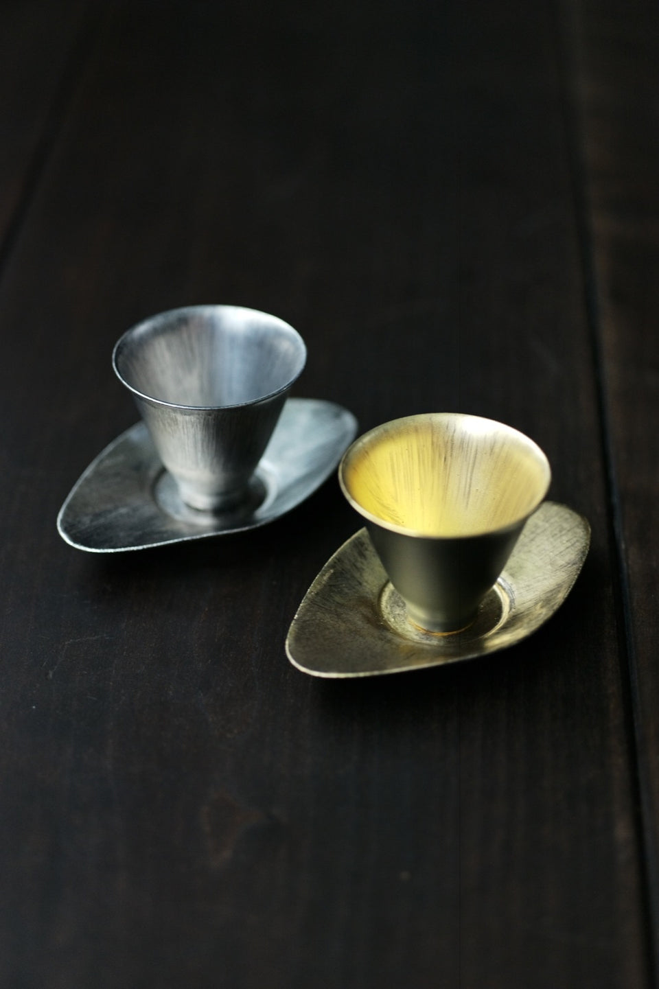Gold & Silver Ceramic Teacup Coaster