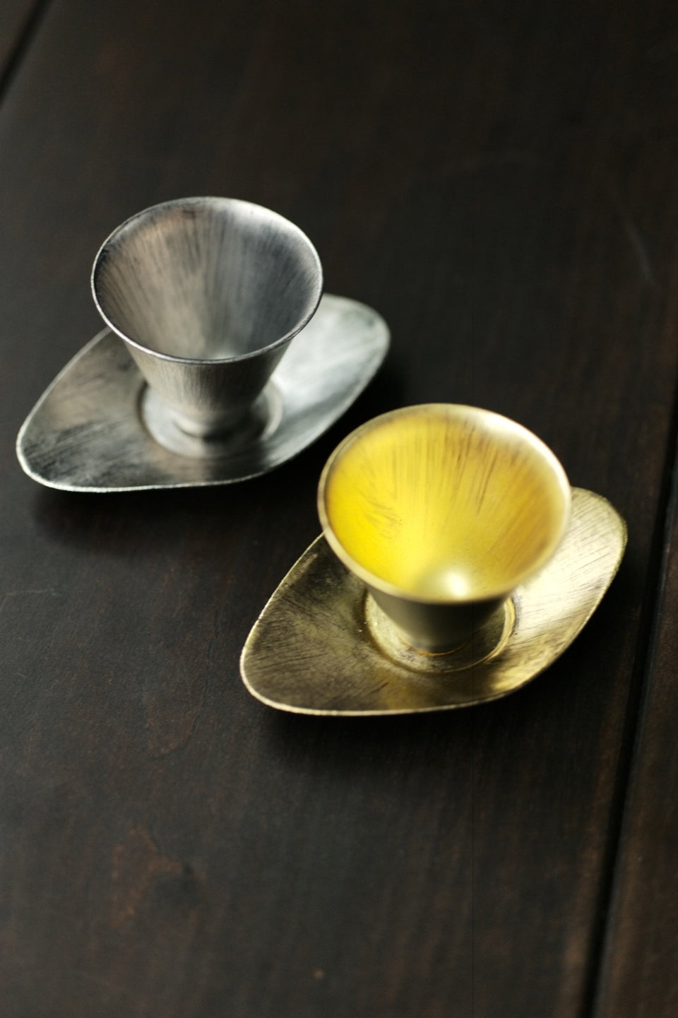 Gold & Silver Ceramic Teacup Coaster