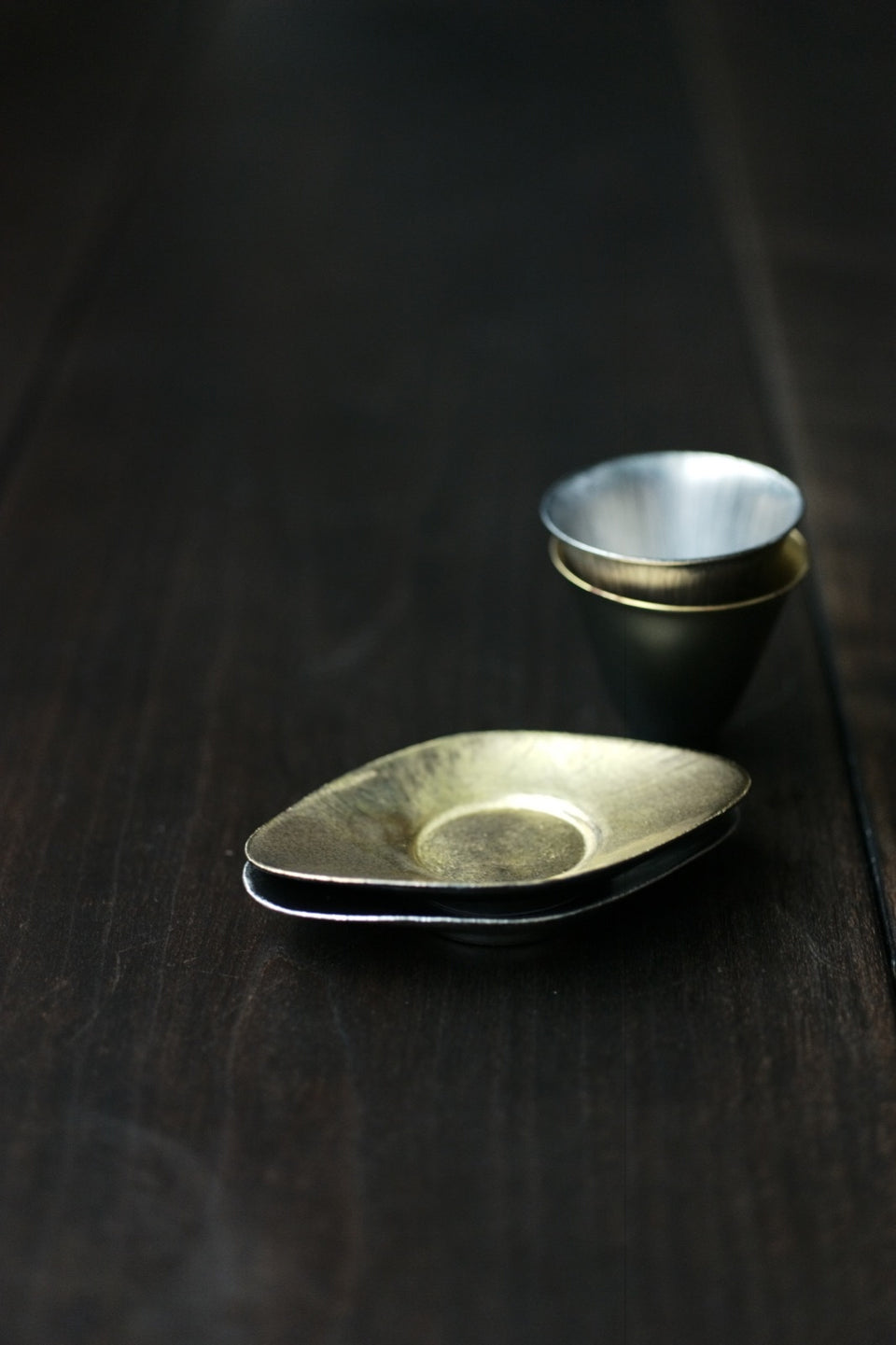 Gold & Silver Ceramic Teacup Coaster