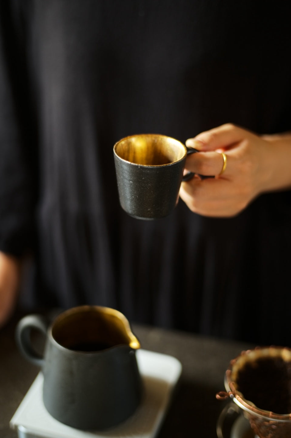 Gold-Glazed Double Espresso Cup