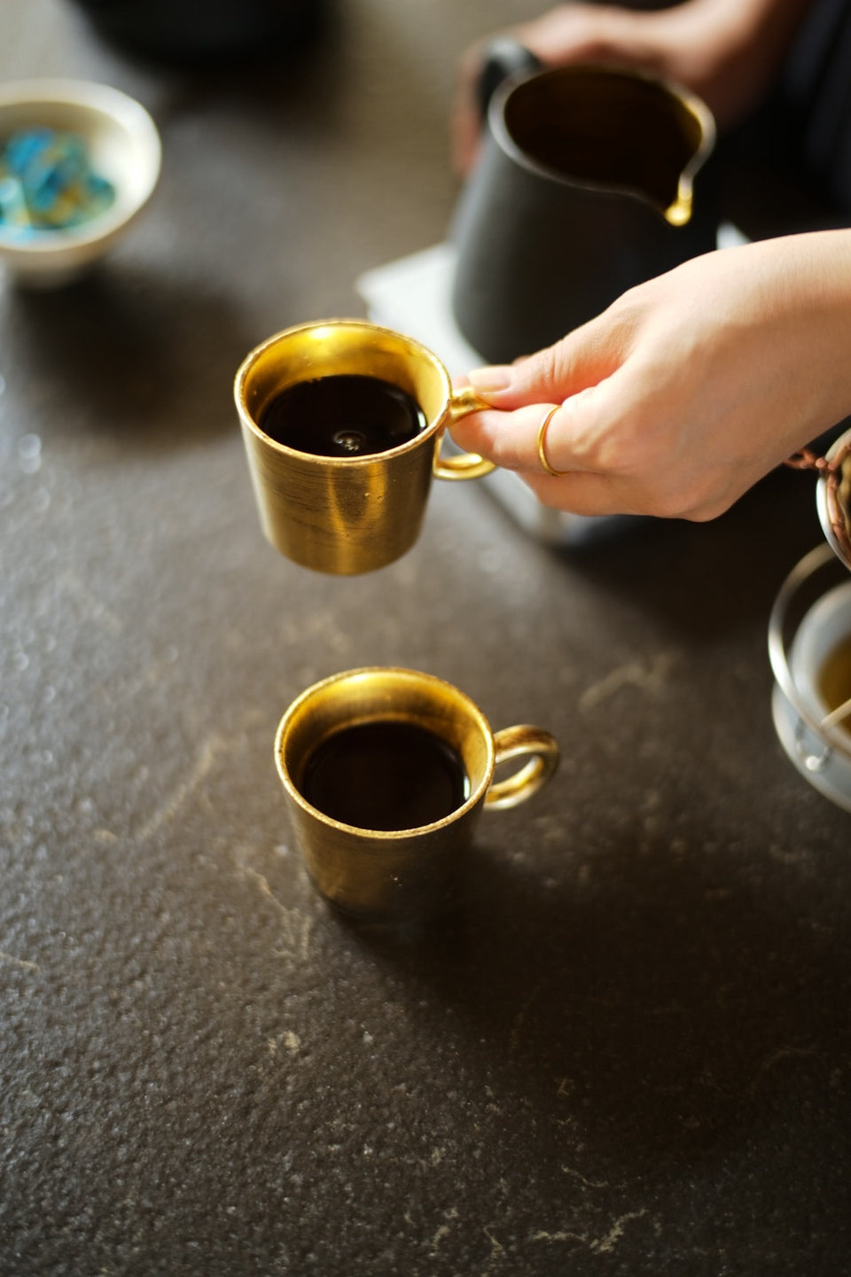 Gold-Glazed Double Espresso Cup