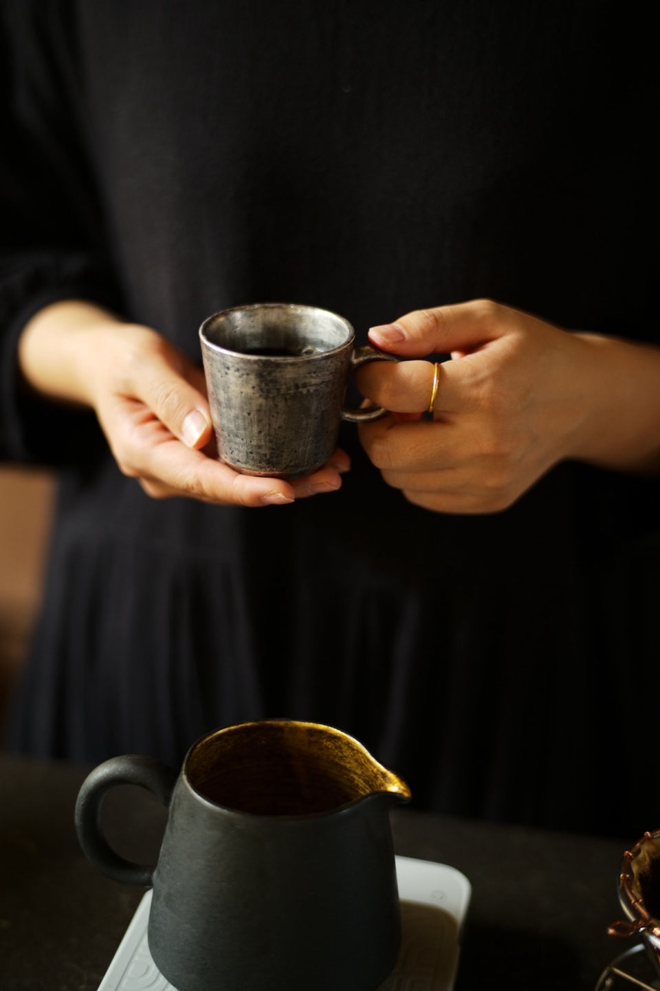 Gold-Glazed Double Espresso Cup