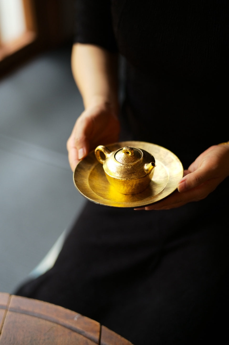 Gold or Silver-glazed "Cut Top" teapot