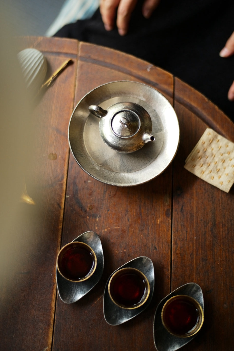 Gold or Silver-glazed "Cut Top" teapot