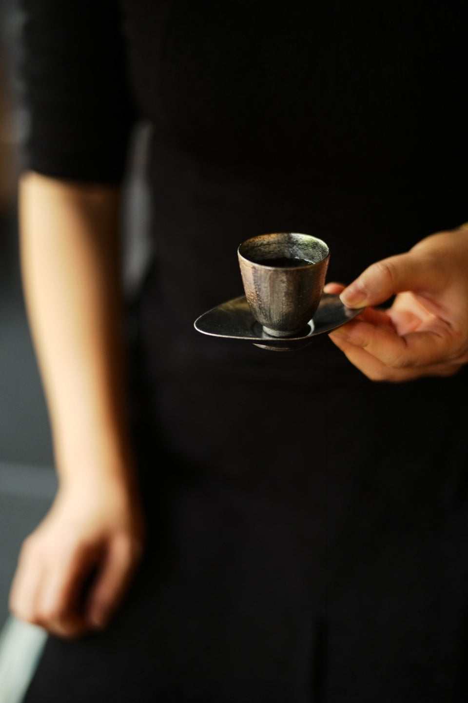 Gold & Silver Ceramic Teacup Coaster