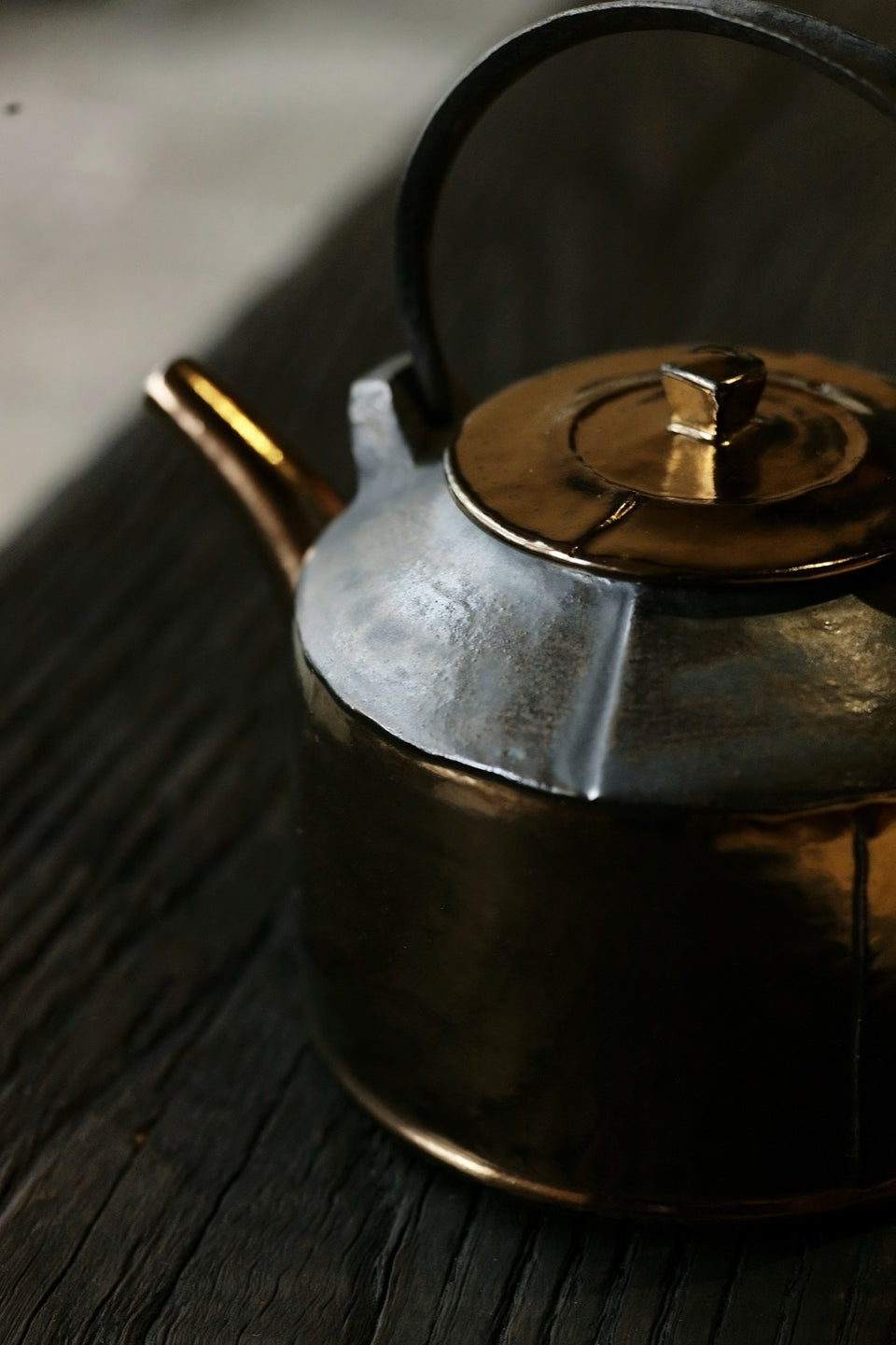 Black & Gold Ceramic Tea Kettle