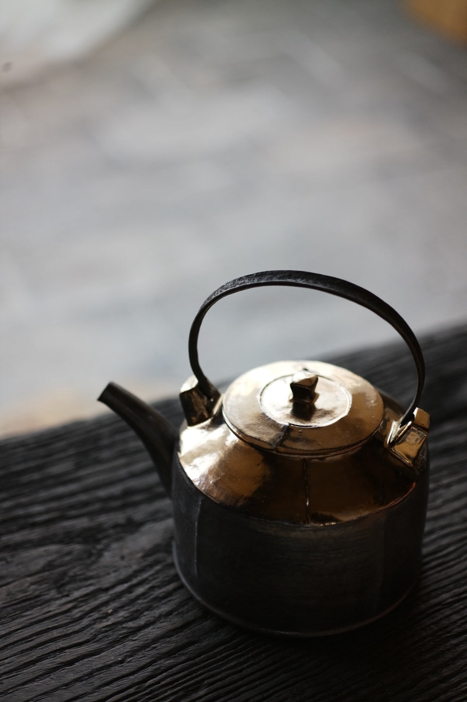 Black & Gold Ceramic Tea Kettle