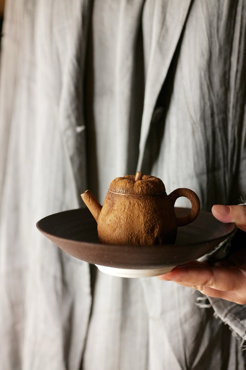 Dark Brown Coarse Clay Tea Tray Hucheng