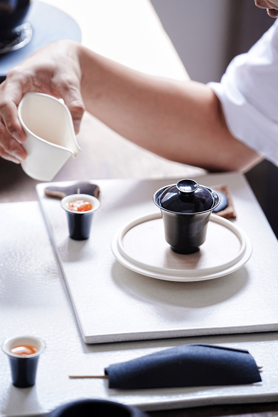 Simple Gongfu Gaiwan in black and silver