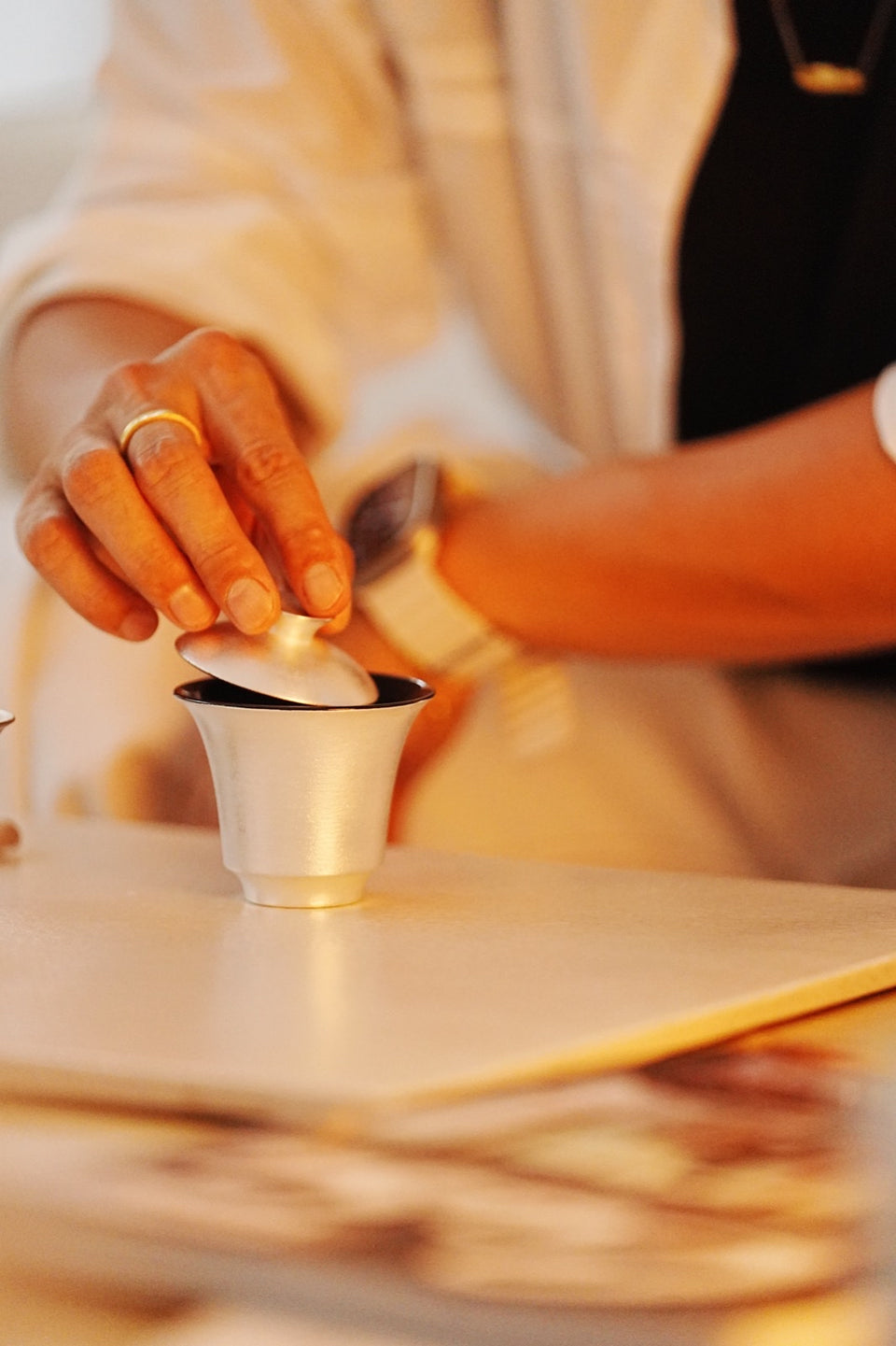 Simple Gongfu Gaiwan in black and silver