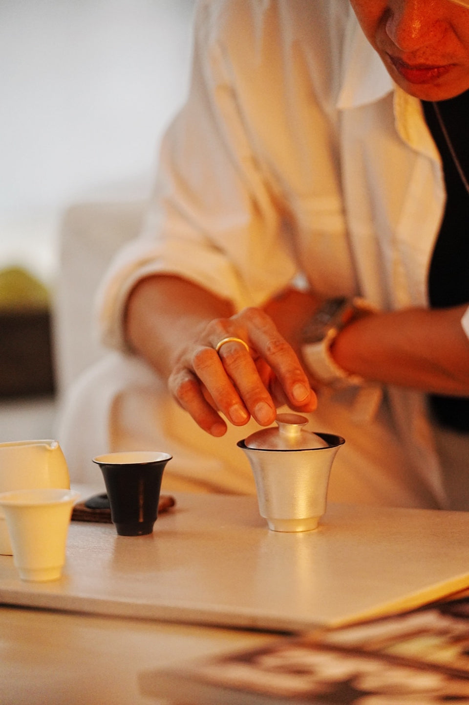 Simple Gongfu Gaiwan in black and silver