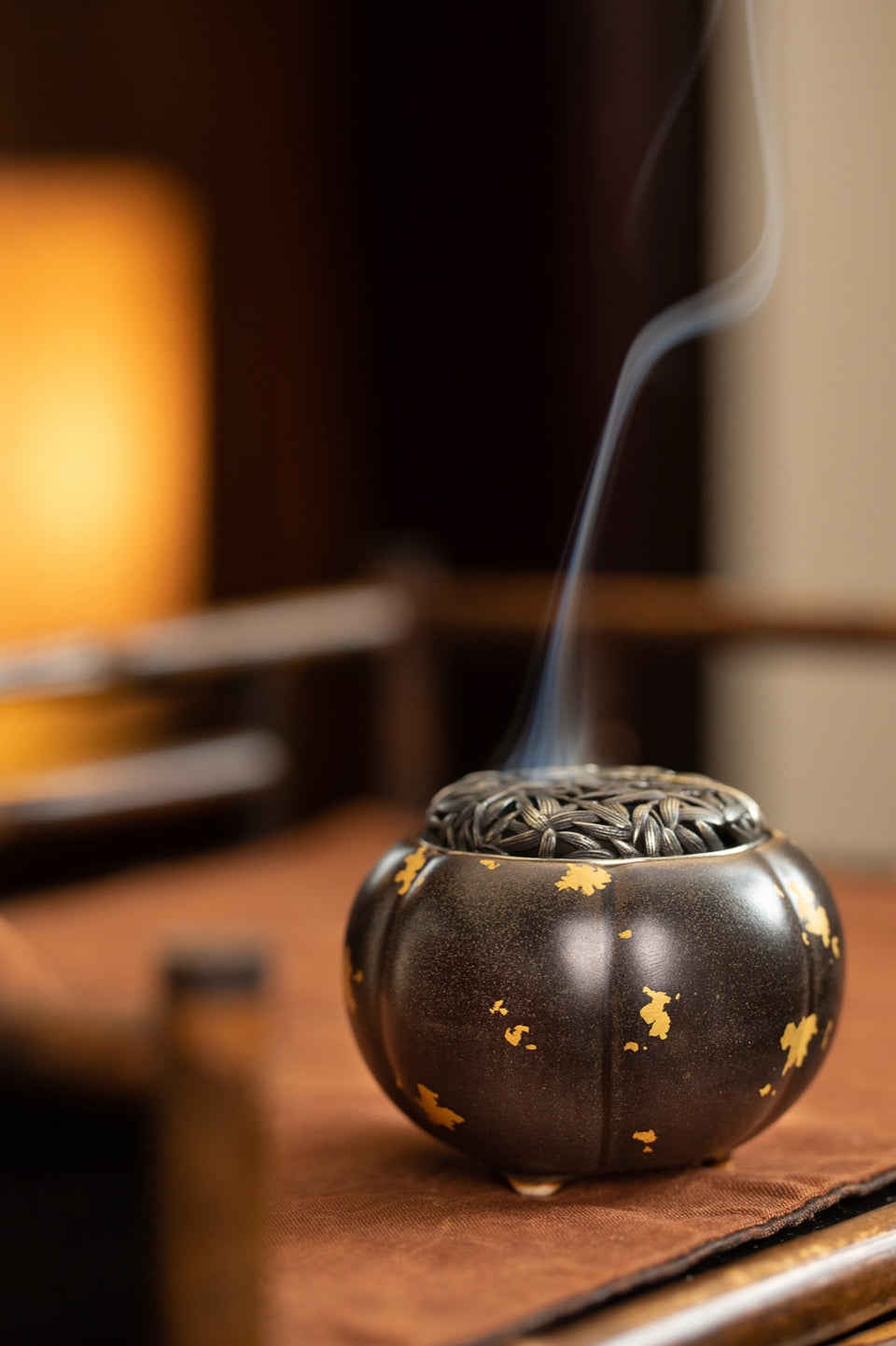 Gold-Sprinkled Pumpkin Incense Burner
