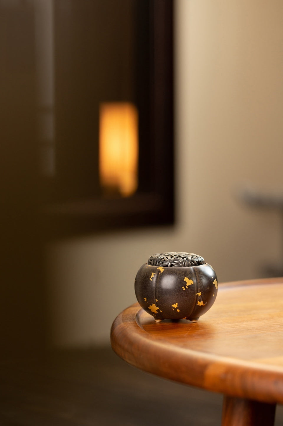 Gold-Sprinkled Pumpkin Incense Burner