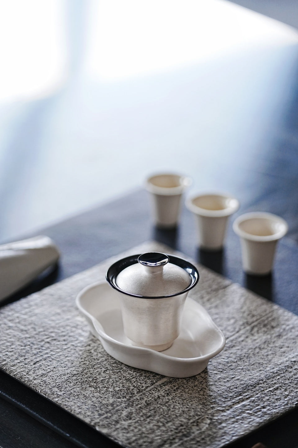 Simple Gongfu Gaiwan in black and silver