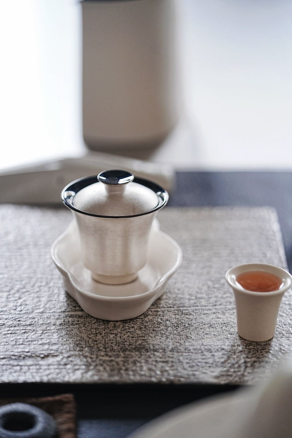 Simple Gongfu Gaiwan in black and silver