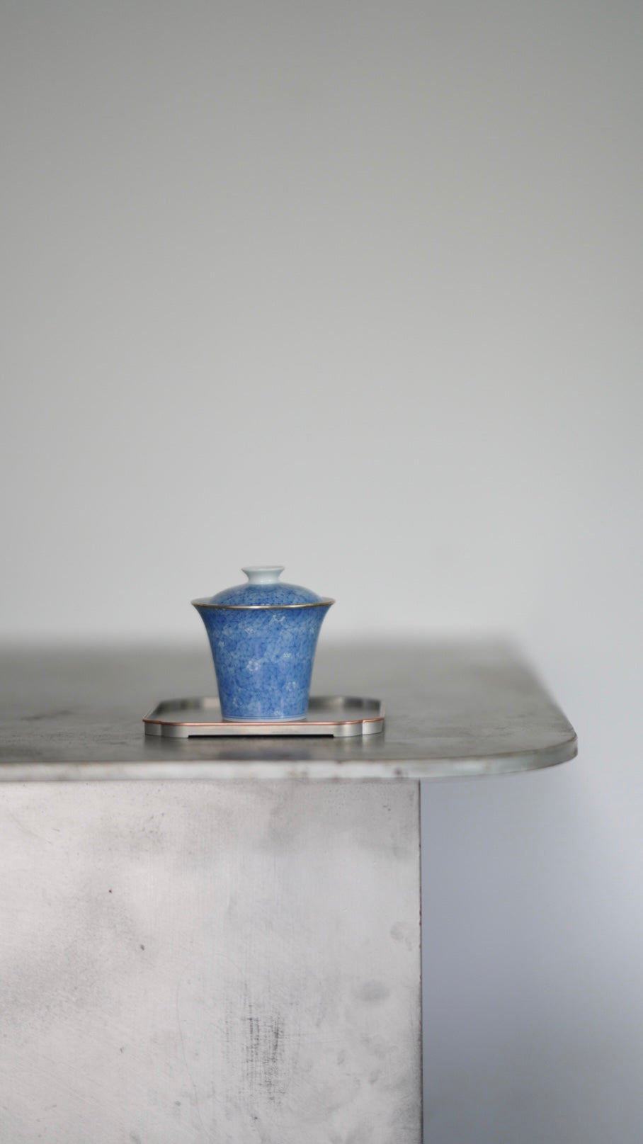 Silver-Rimmed Blue Ice Plum Blossom Gaiwan